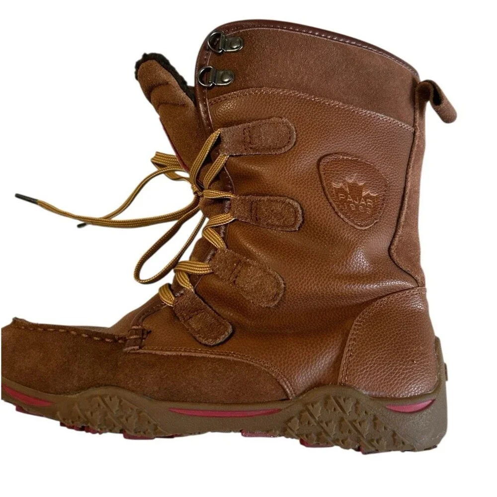 Pajar Gaetana Brown Leather Waterproof Moc Toe Boots Womens EU 37 US 6 - 6.5